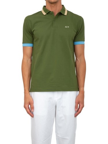 Чоловіче поло SUN68 POLO BIG STRIPES ON COLLAR S/S VERDE