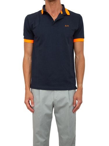 Мужское поло SUN68 POLO BIG STRIPE FLUO S/S BLU