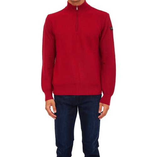 Чоловічий светр PAUL&SHARK MAGLIA CON ZIP IN LANA ROSSO