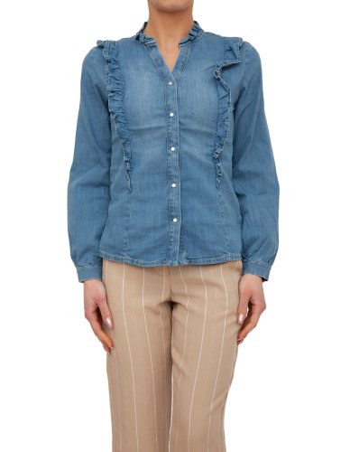 Жіноча сорочка з довгим рукавом LIU JO CAMICIA DENIM FRAPPE BLU DENIM