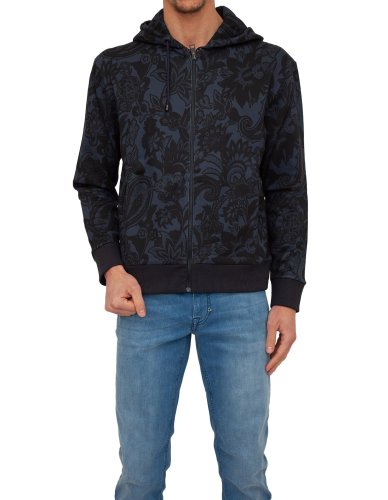 Чоловіча толстовка ETRO FELPA ZIP CAPPUCCIO BLU