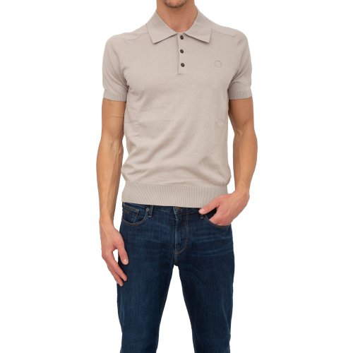 Чоловіче поло TRUSSARDI SWEATER POLO COTTON LINEN BLEND BEIGE