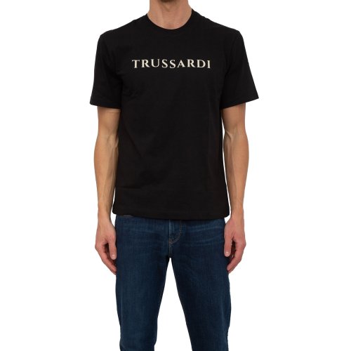 Мужская футболка TRUSSARDI T/SHIRT LETTERING PRINT COTTON JERSEY 30/1 NERO