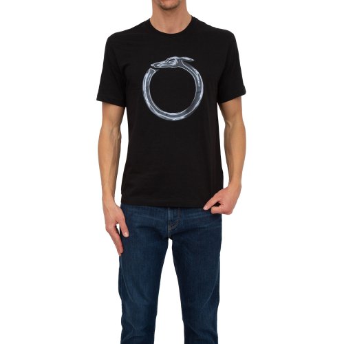 Чоловіча футболка TRUSSARDI  T-SHIRT GREYHOUND HEATMAP PRINT COTTON JERSEY 30/1 NERO