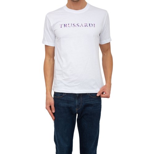 Чоловіча футболка TRUSSARDI T-SHIRT HEATMAP LETTERING PRINT COTTON JERSEY 30/1 BIANCO