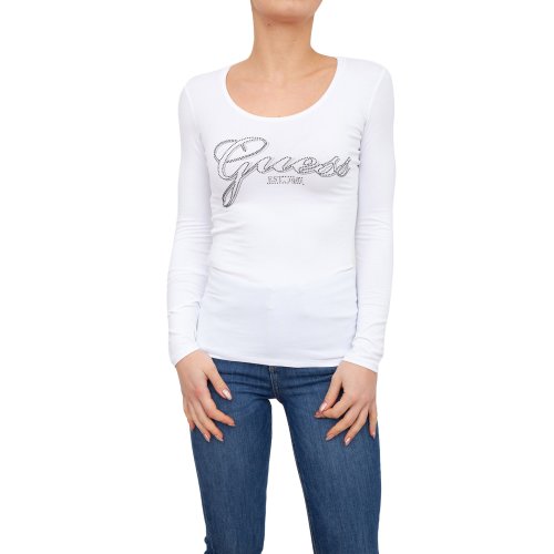 Женская футболка GUESS JEANS TSHIRT MANICA LUNGA BIANCO