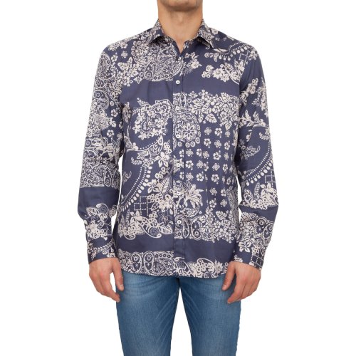 Мужская рубашка с длинным рукавом ETRO CAMICIA ETRO SPREAD WASH BLU