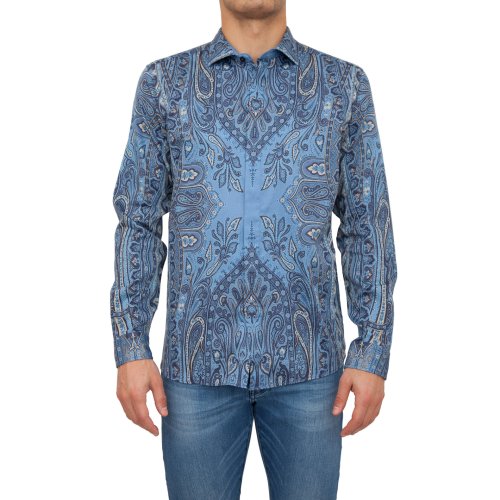 Мужская рубашка с длинным рукавом ETRO CAMICIA ETRO SPREAD PLACED BLU