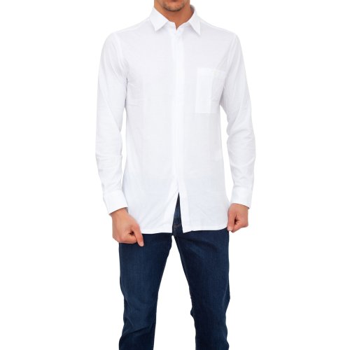 Мужская рубашка с длинным рукавом PAOLO PECORA Camicia Jersey BIANCO