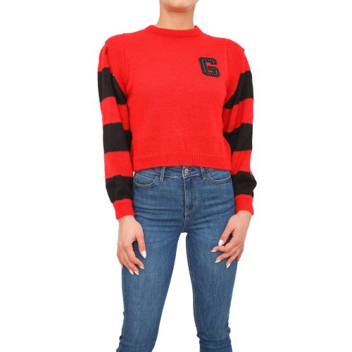 Женский свитер GAELLE MAGLIA IN MAGLIERIA CON PATCH LOGATO IN STRASS ROSSO