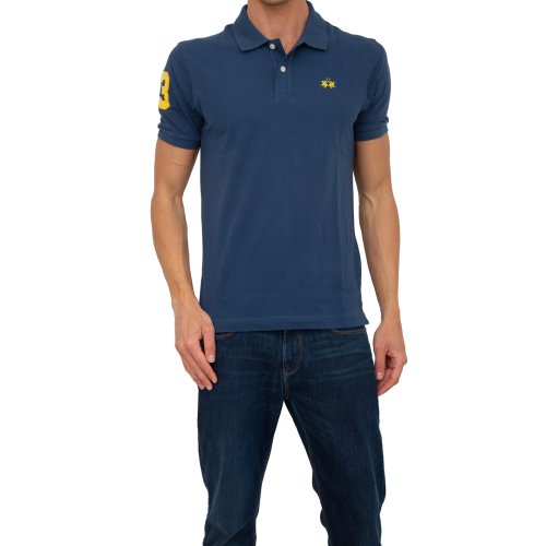 Чоловіче поло LA MARTINA  MAN POLO S/S PIQUET STRETCH BLU