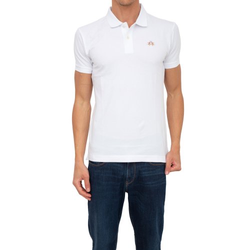 Чоловіче поло LA MARTINA MAN POLO S/S PIQUET PIQUET STR BIANCO