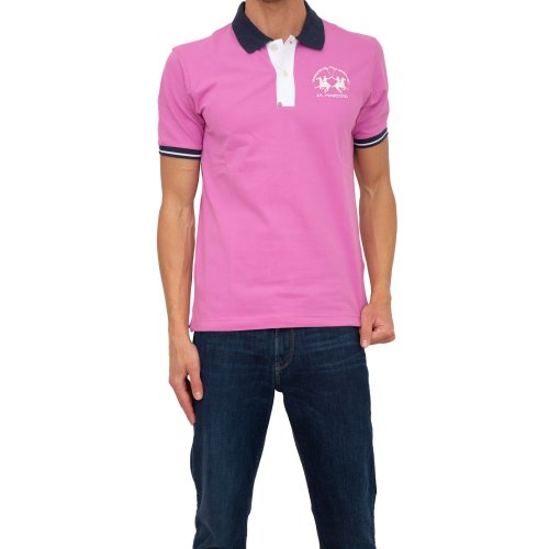 Чоловіче поло LA MARTINA MAN POLO S/S PIQUET STRETCH ROSA