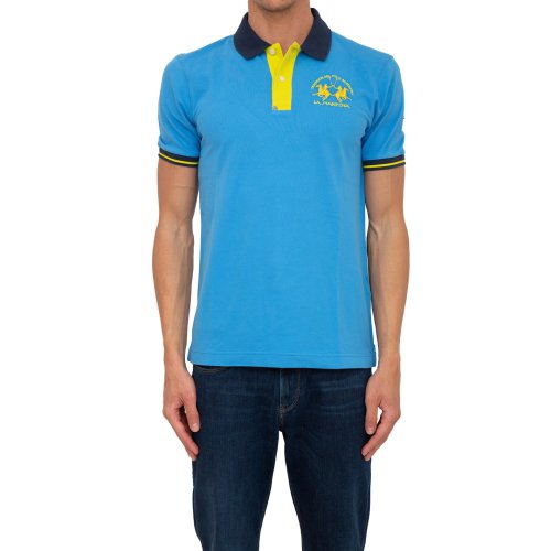 Чоловіче поло LA MARTINA MAN POLO S/S PIQUET STRETCH AZZURRO
