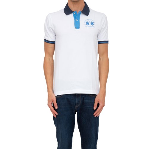 Чоловіче поло LA MARTINA  MAN POLO S/S PIQUET STRETCH BIANCO