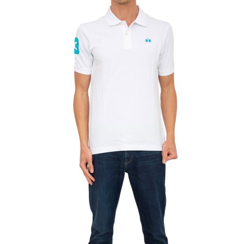 Чоловіче поло LA MARTINA MAN POLO S/S PIQUET STRETCH BIANCO
