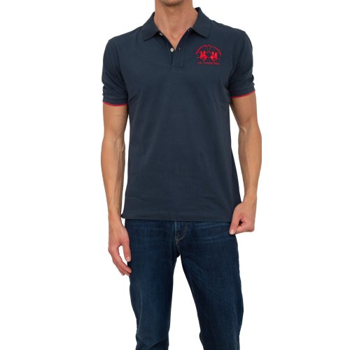 Мужское поло LA MARTINA MAN POLO S/S PIQUET PIQUET STR BLU