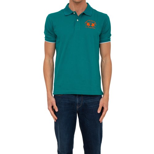 Чоловіче поло LA MARTINA MAN POLO S/S PIQUET STRETCH VERDE