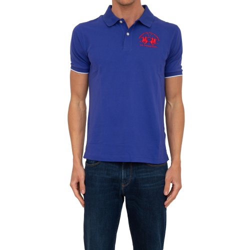 Мужское поло LA MARTINA MAN MAN POLO S/S PIQUET STRETCH BLU