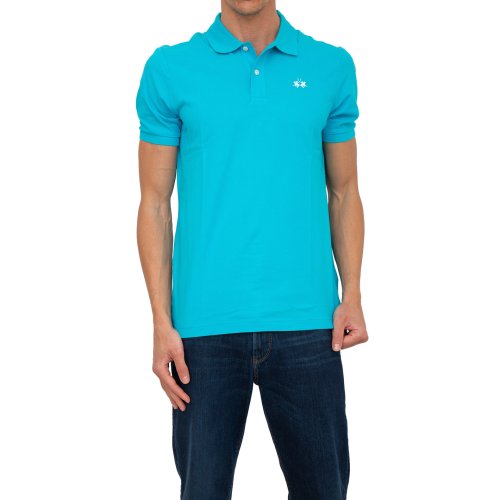 Мужское поло LA MARTINA MAN POLO S/S SLEEVE 30/1 COTTO AZZURRO
