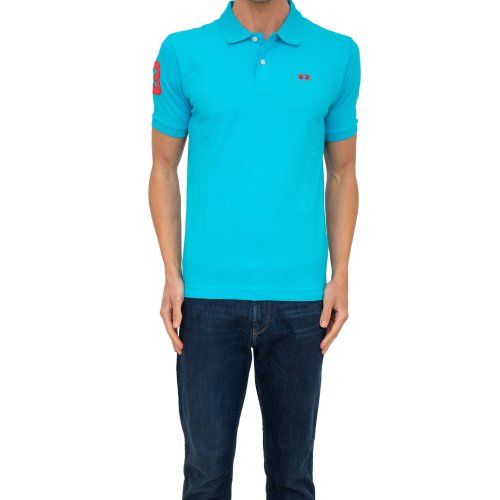 Чоловіче поло LA MARTINA MAN POLO S/S PIQUET STRETCH AZZURRO