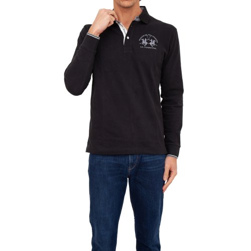 Мужское поло LA MARTINA MAN POLO S/S HEAVY JERSEY NERO