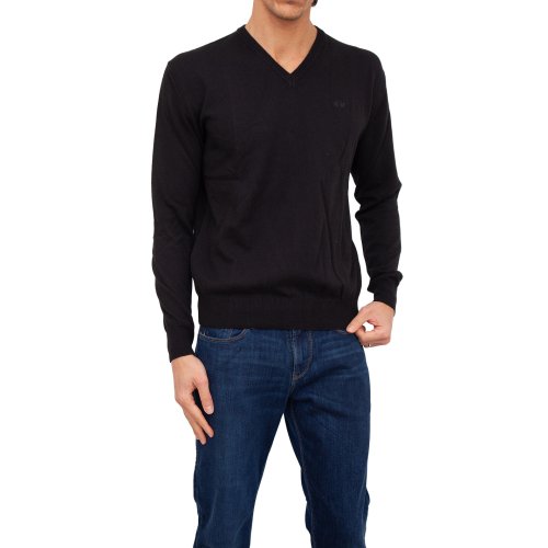 Мужской свитер LA MARTINA MAN TRICOT V NECK MIXED WOOL C NERO