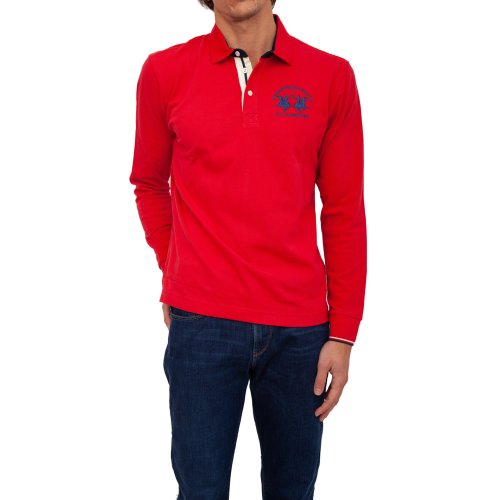 Чоловіче поло LA MARTINA MAN POLO S/S HEAVY JERSEY ROSSO