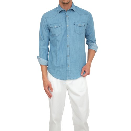 Мужская рубашка с длинным рукавом ELEVENTY LS TEXAS SHIRT BLU DENIM
