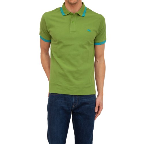 Чоловіче поло ETRO POLO M/C REGULAR CON AVVIATURE VERDE
