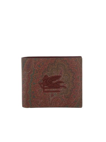Мужской кошелек ETRO PORTAFOGLIO PAYSLEY LOGO RICAMO 10,5X9 ROSSO