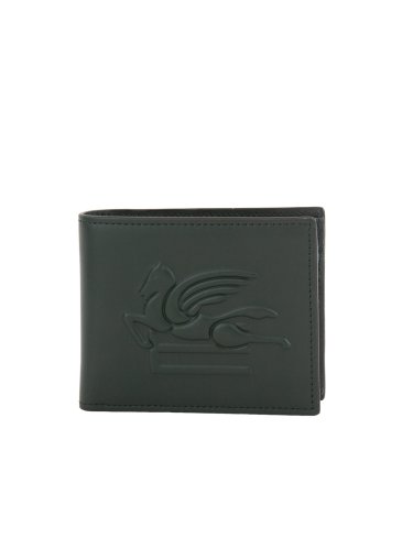 Мужской кошелек ETRO PORTAFOGLIO PELLE LOGO EMBOSSED 11X9 VERDE