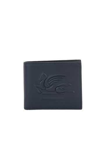 Мужской кошелек ETRO PORTAFOGLIO PELLE LOGO EMBOSSED 11X9 BLU