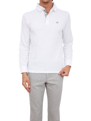 Мужское поло ETRO POLO ROMA M/L DETT. STAMPA BIANCO