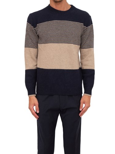 Чоловічий светр LIU JO MAGLIA GIRO MULTIRIGHE MULTIBLOCK BLU