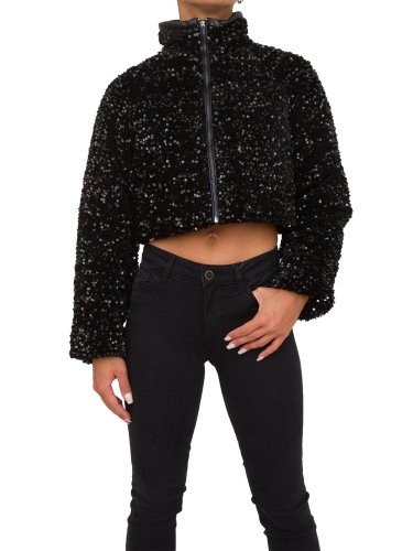 Жіноча куртка LIU JO IMBOTTITO WARM SEQUINED VELVET NERO