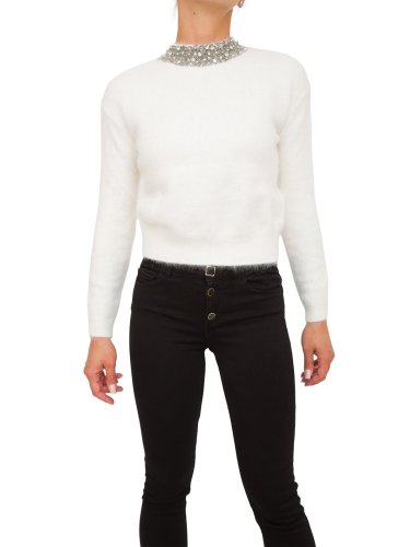 Жіночий светр LIU JO MAGLIA CHIUSA M/L RICAMO BIANCO