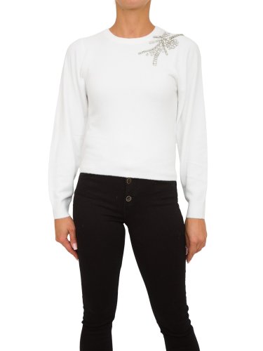 Женский свитер LIU JO MAGLIA CHIUSA M/L RICAMO BIANCO