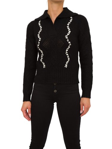 Женский свитер LIU JO MAGLIA CHIUSA M/L POLO CASTONI NERO