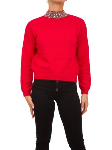 Женский свитер LIU JO MAGLIA CHIUSA M/L RICAMO ROSSO
