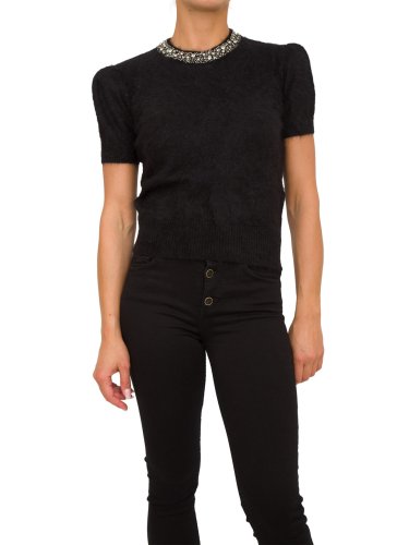 Женский свитер LIU JO MAGLIA CHIUSA M/C RICAMO NERO