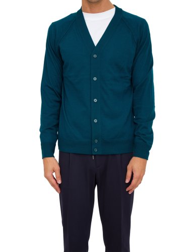 Чоловічий кардиган PAOLO PECORA Maglia Cardigan PETROLIO