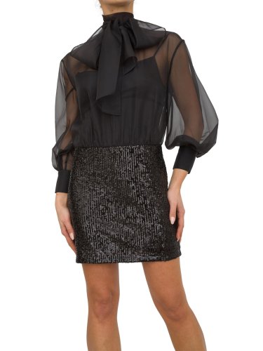 Жіноче плаття NENETTE ABITO CON TOP IN ORGANZA  PAILLETTES NERO