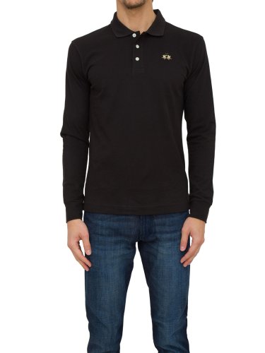 Мужской свитер LA MARTINA MAN POLO L/S PIQUET STRETCH NERO