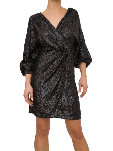 Женское платье NENETTE ABITO CORTO WRARP  PAILLETTES NERO