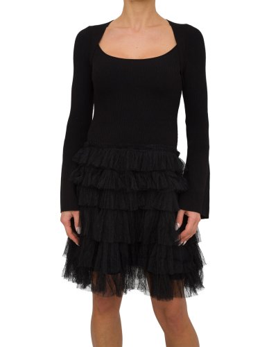 Жіноче плаття TWIN-SET ABITO IN MAGLIA E BALZE PLUMETIS NERO