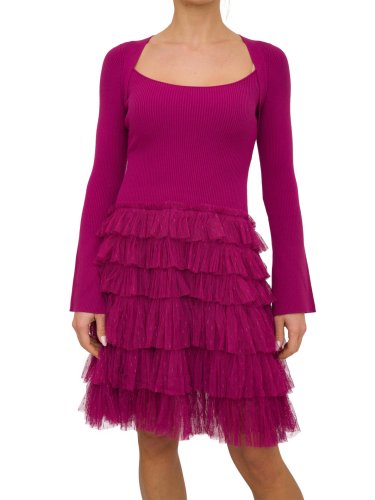 Жіноче плаття TWIN-SET ABITO IN MAGLIA E BALZE PLUMETIS VIOLA