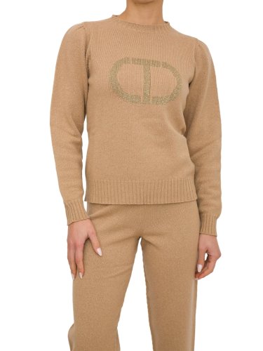 Женский свитер TWIN-SET PULL CON INTARSIO IN MISTO CACHEMIRE BEIGE