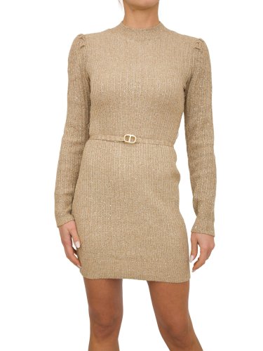 Жіноче плаття TWIN-SET MINI ABITO IN MAGLIA CON LUREX E PAILLETTES BEIGE