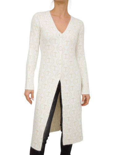 Жіночий кардиган TWIN-SET MAXI CARDIGAN OVAL T BIANCO
